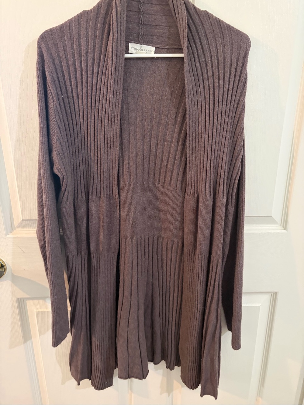 Magnolia Grace Brown Ribbed Open Front Cardigan XL